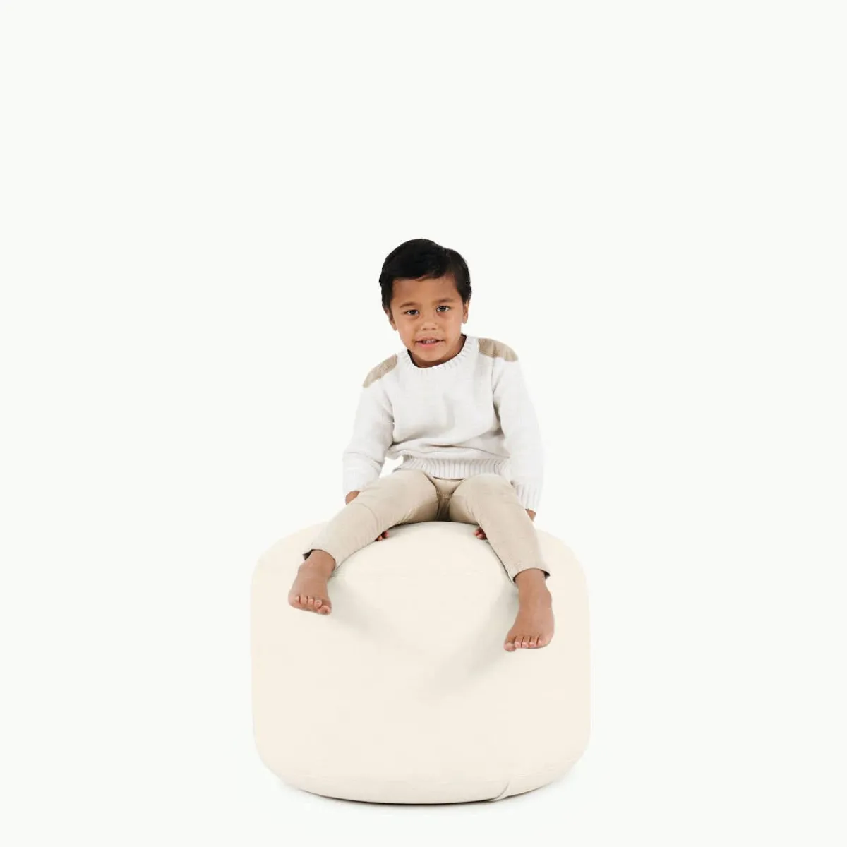 Beanbag Chairs-Gathre Circle Pouf Ivory