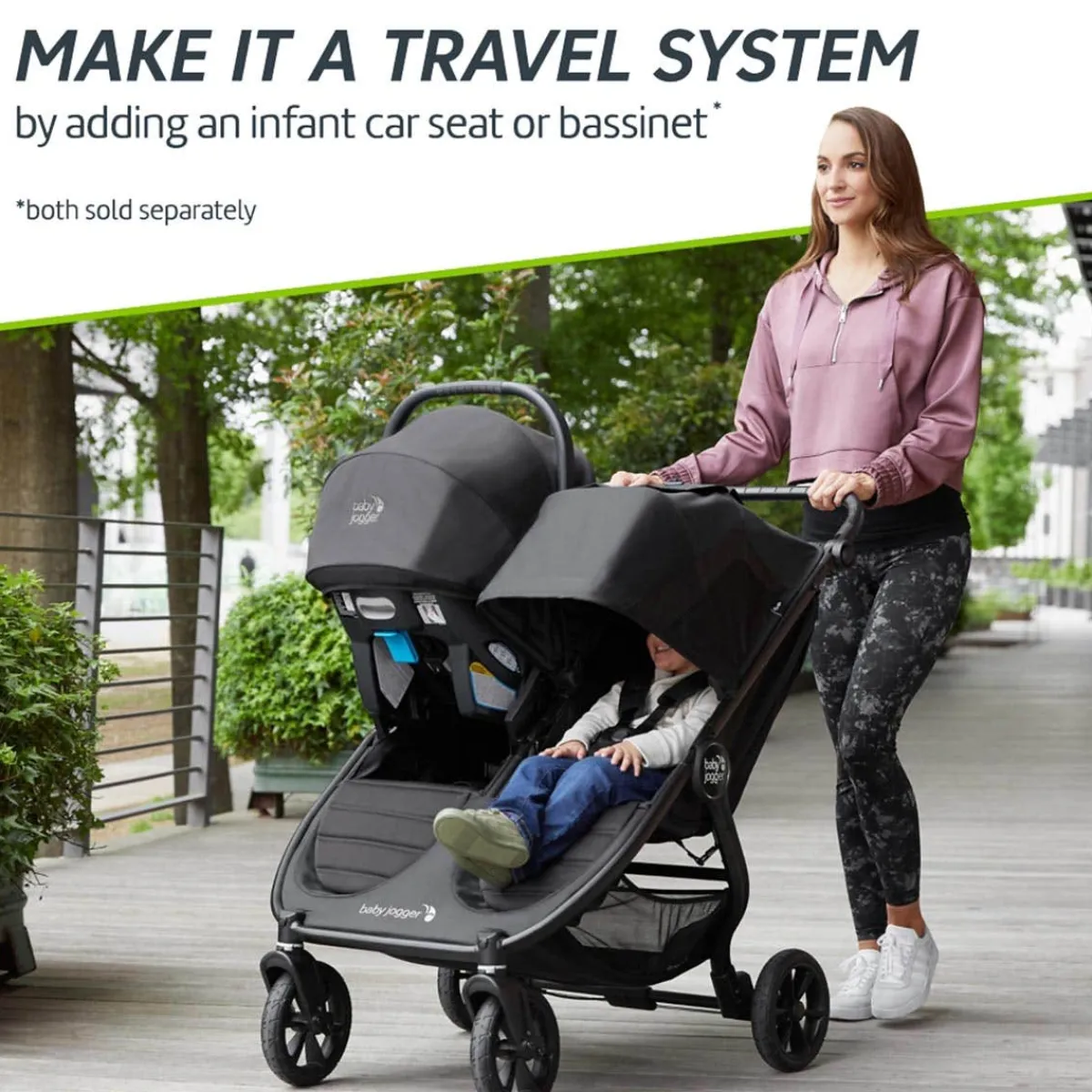 All-Terrain Strollers|Double Strollers-Baby Jogger City Mini GT2 Double Stroller Jet