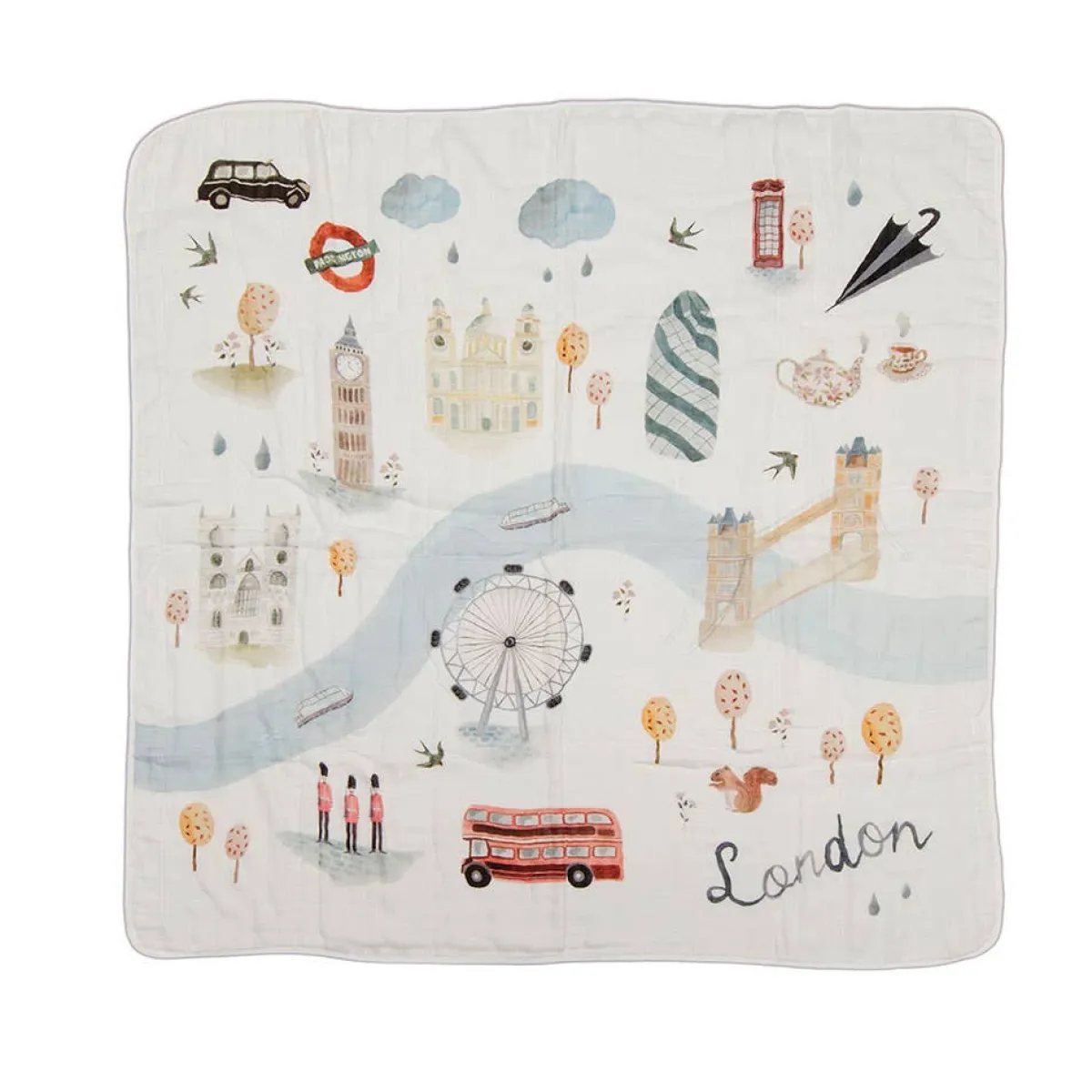 Kids Bedding|Blankets-LouLou Lollipop City Muslin Quilt Blanket