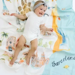 Blankets|Sleep Sacks + Wraps-LouLou Lollipop City Swaddle Blanket