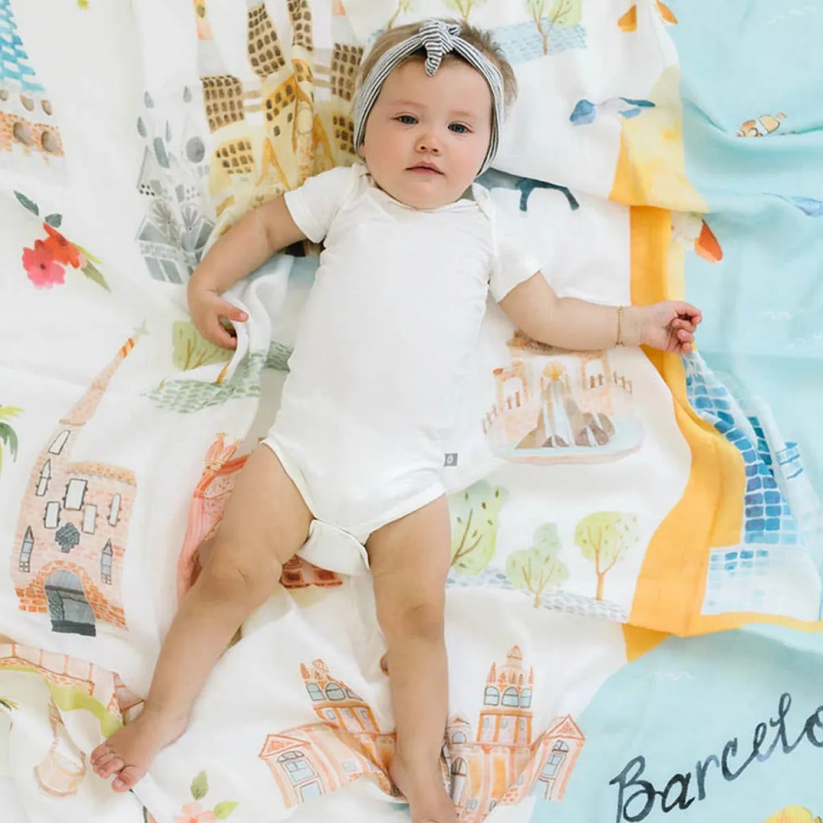 Blankets|Sleep Sacks + Wraps-LouLou Lollipop City Swaddle Blanket