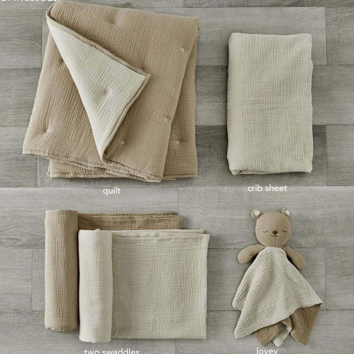 Crib Bedding Sets-Levtex Baby Cloud Muslin 5 Piece Crib Set