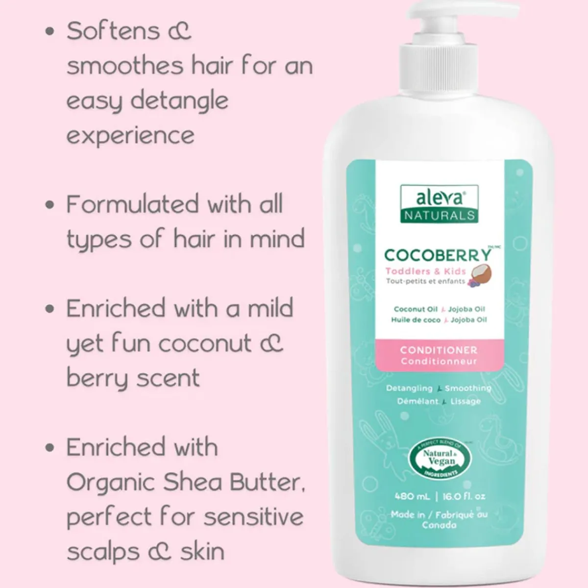 Kids Shampoo + Conditioner-Aleva Naturals Cocoberry Toddler & Kids Conditioner (480 mL)