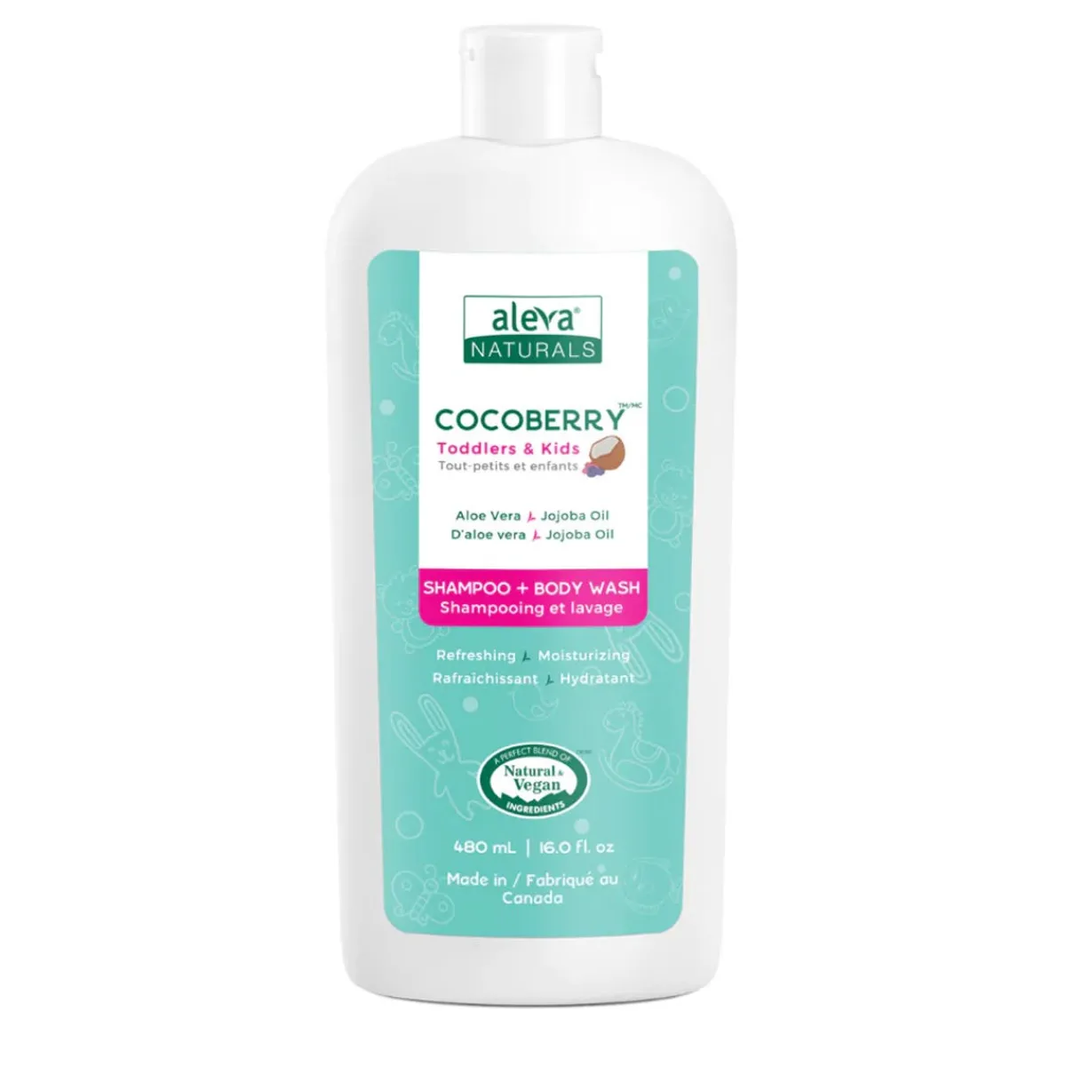 Kids Shampoo + Conditioner|Kids Body Wash-Aleva Naturals Cocoberry Toddler & Kids Shampoo & Body Wash (480 mL)