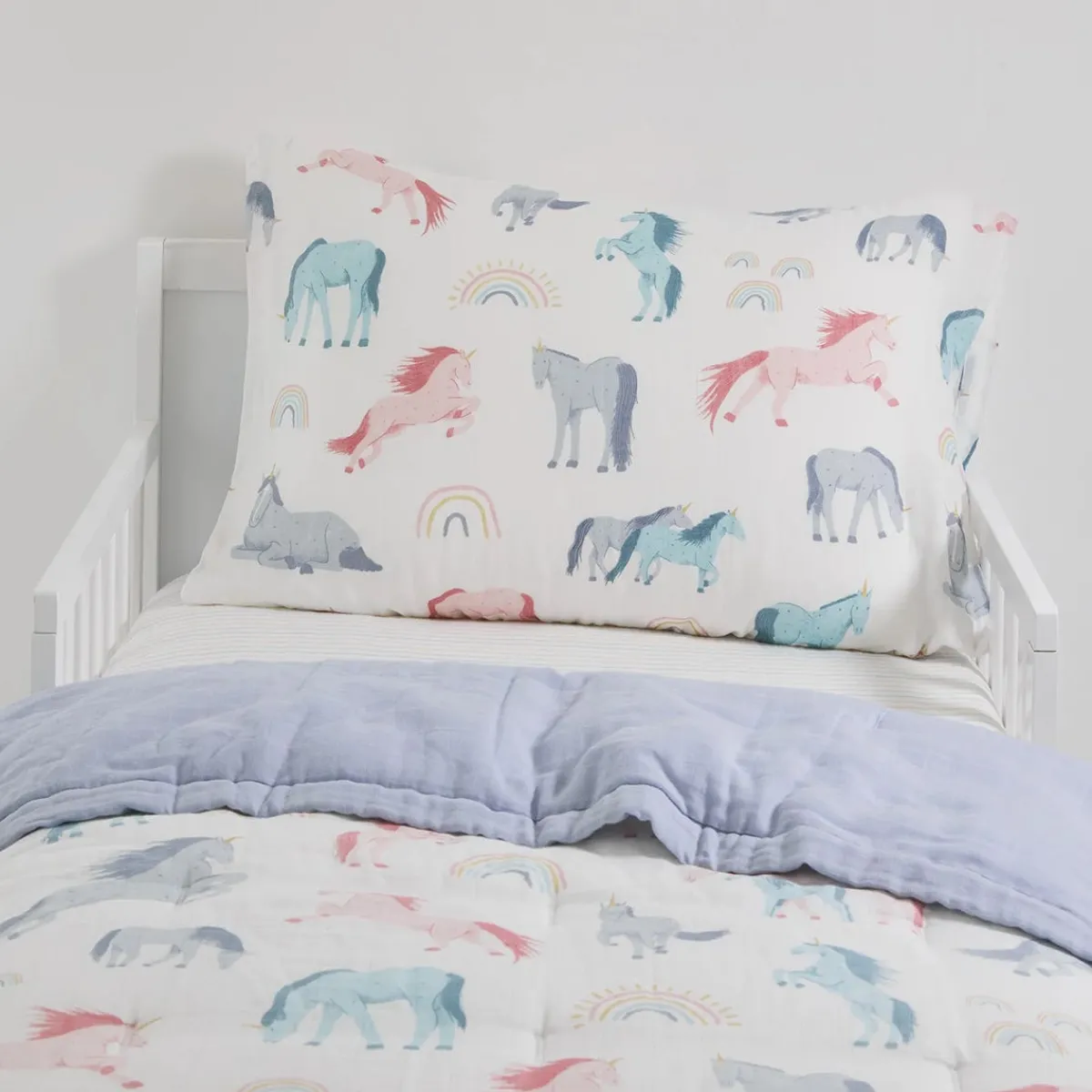 Kids Bedding-Little Unicorn Cotton Muslin Toddler Bedding Set