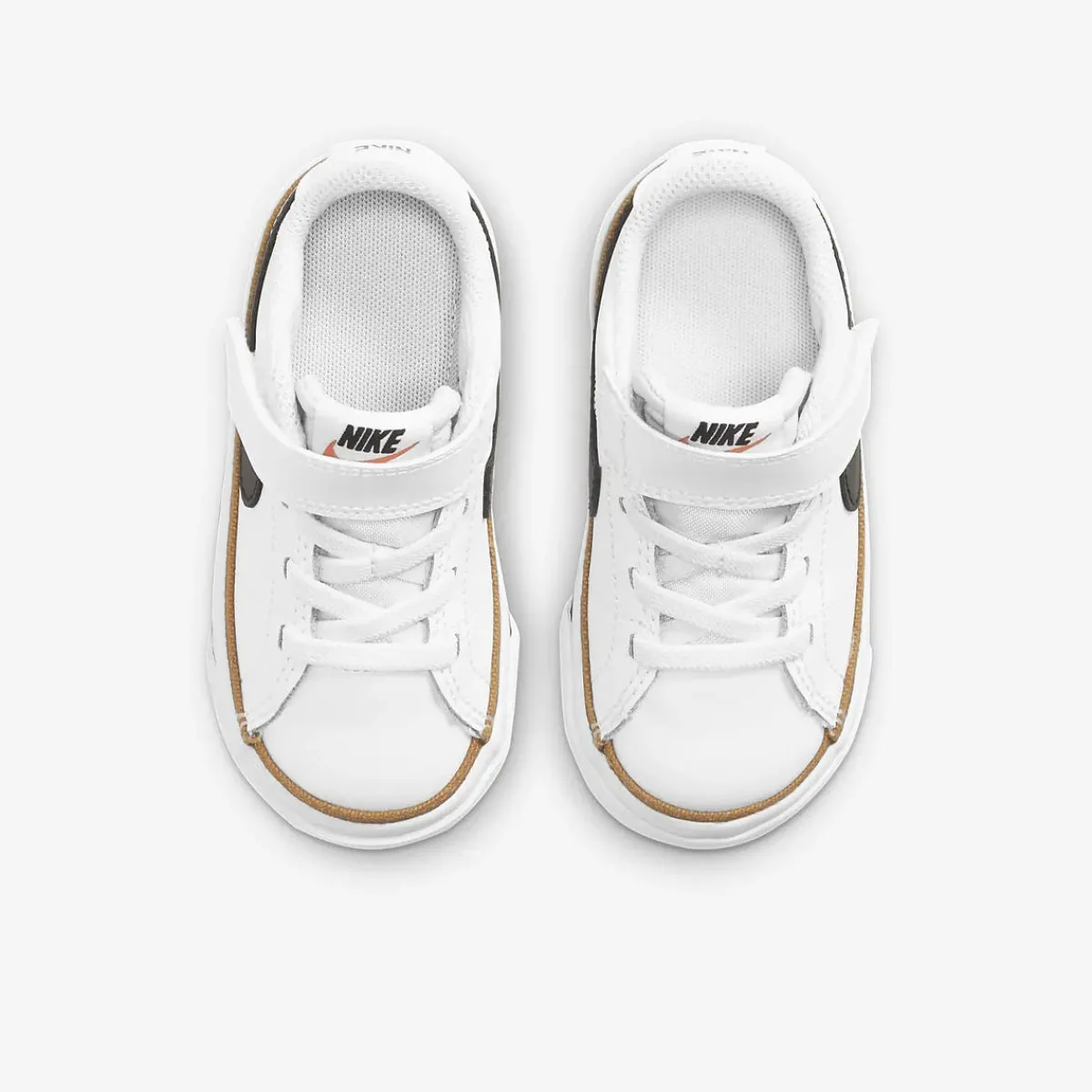 Velcro|Baby Sneakers-Nike Court Legacy White/Black-Desert Ochre-Gum Light Brown