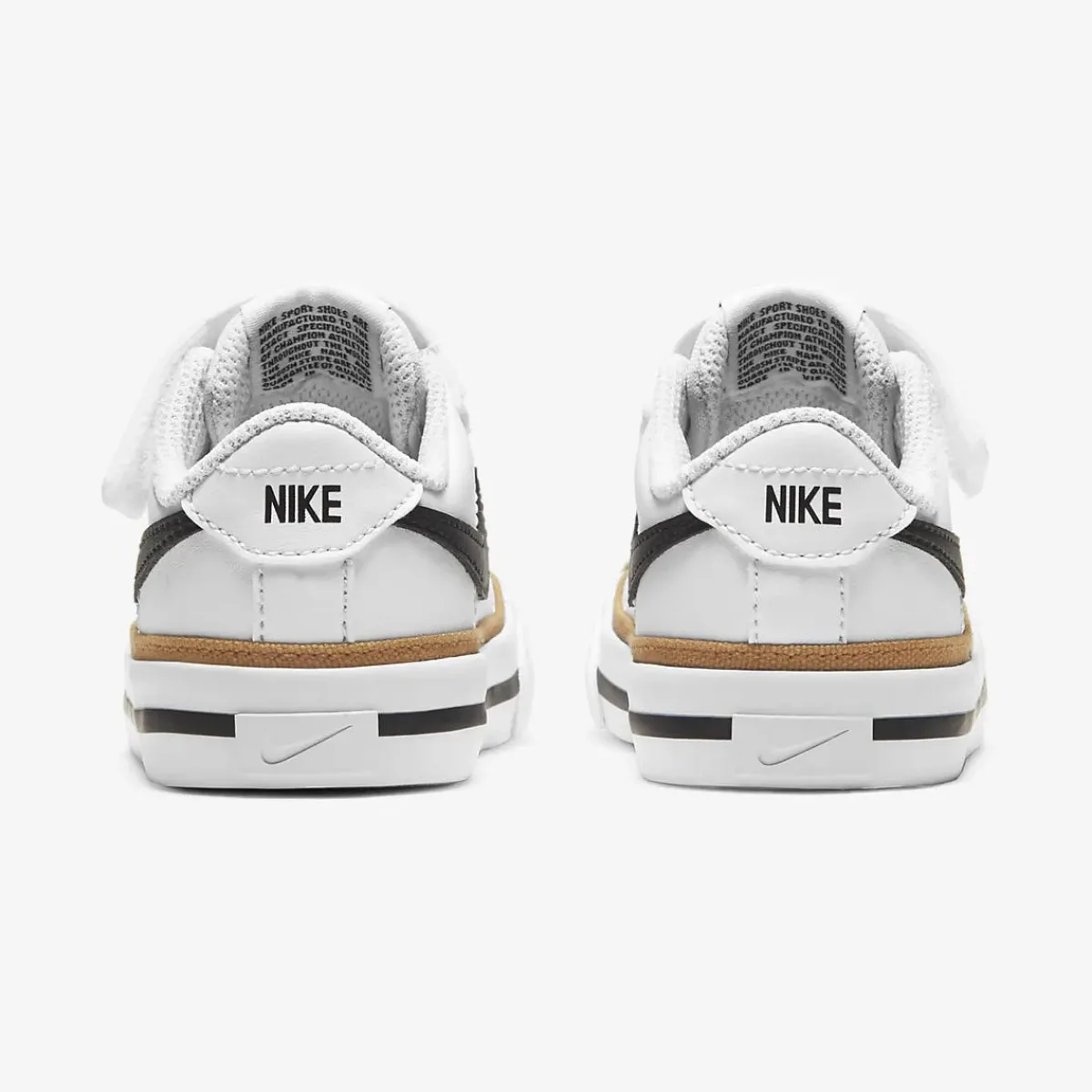 Velcro|Baby Sneakers-Nike Court Legacy White/Black-Desert Ochre-Gum Light Brown