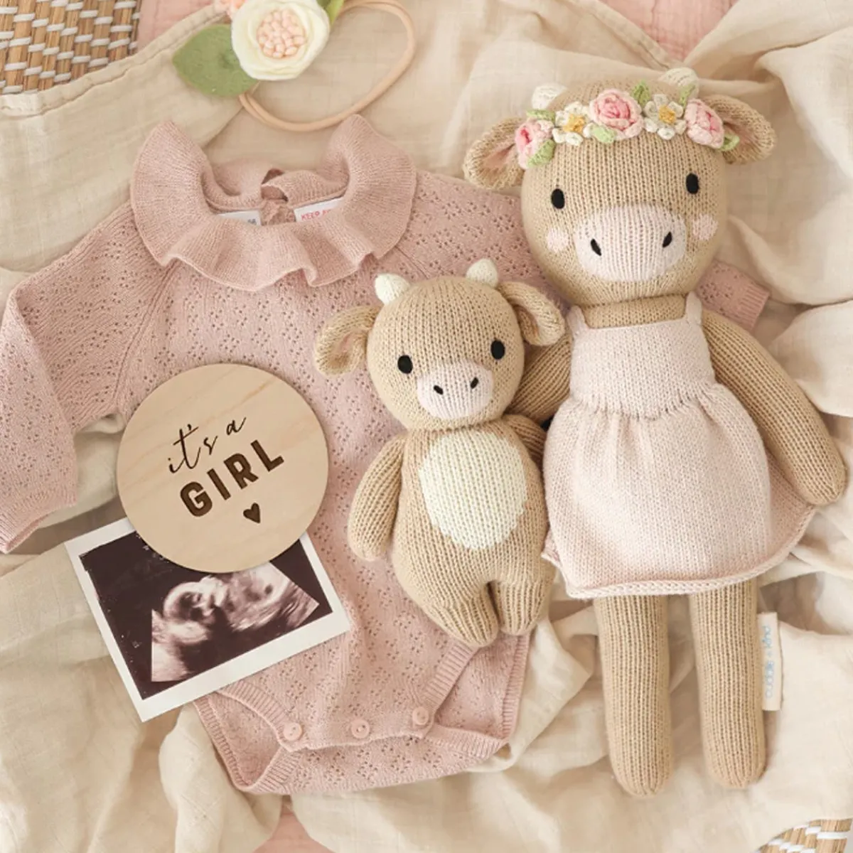 Knit Animals-cuddle + kind Cow Mini Knit Doll
