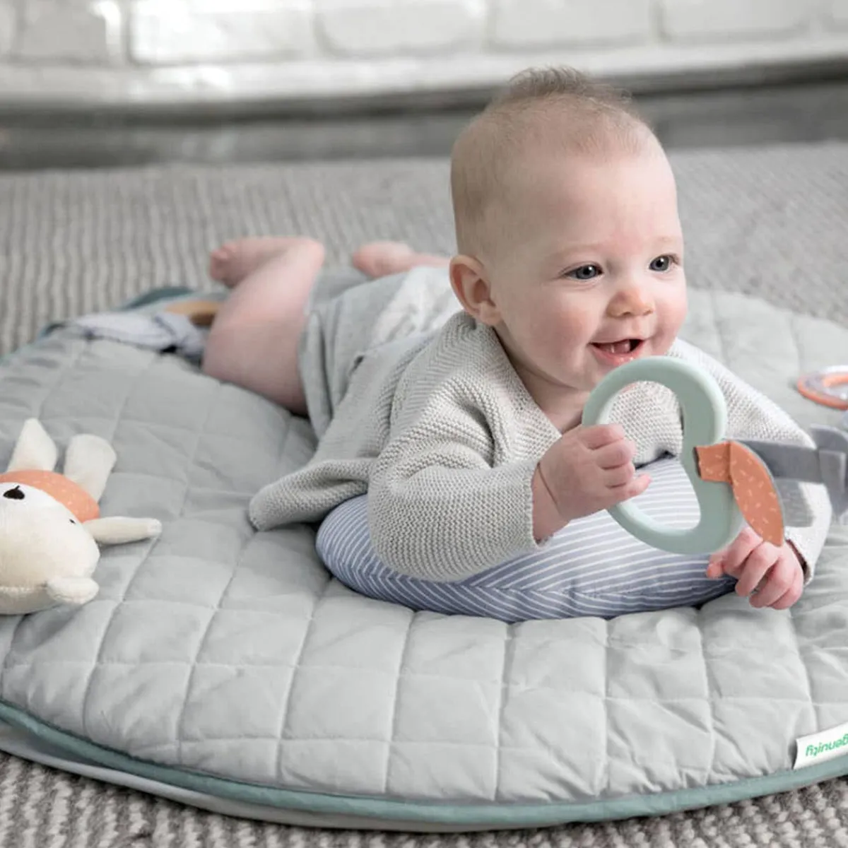 Activity Gyms-Ingenuity Cozy Spot Reversible Duvet Gym Loamy