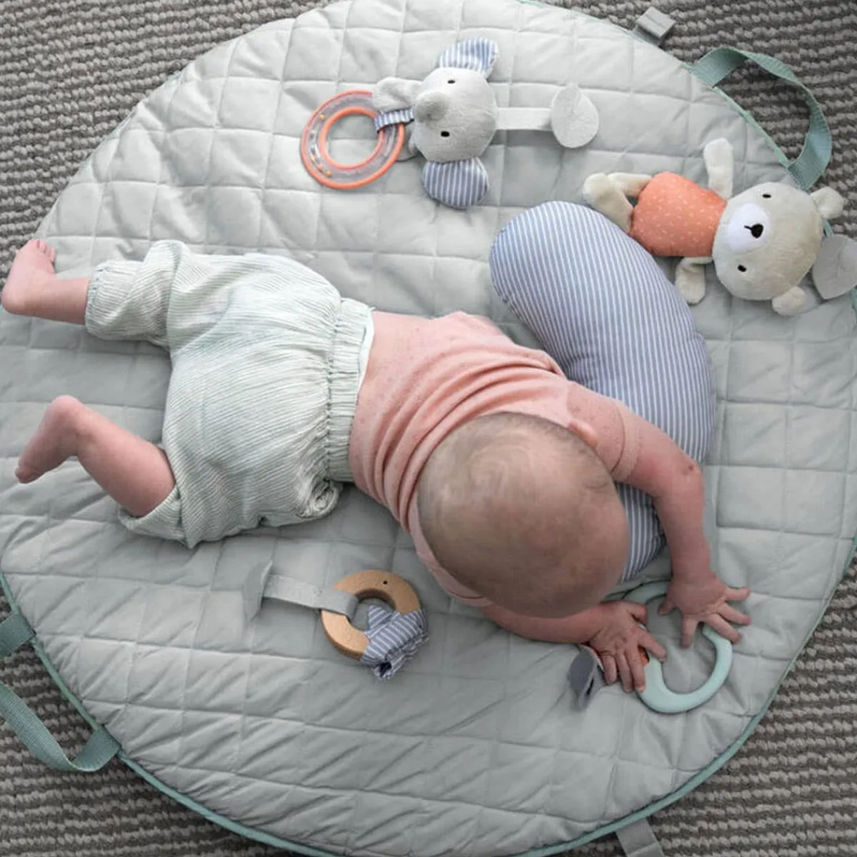 Activity Gyms-Ingenuity Cozy Spot Reversible Duvet Gym Loamy