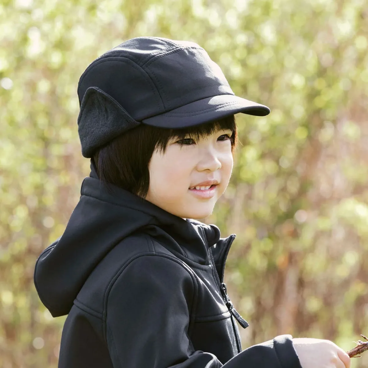 Winter Hats|Kids Hats-Jan & Jul Cozy-Dry Softshell Cap Black