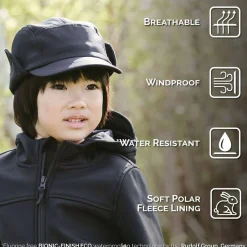Winter Hats|Kids Hats-Jan & Jul Cozy-Dry Softshell Cap Black