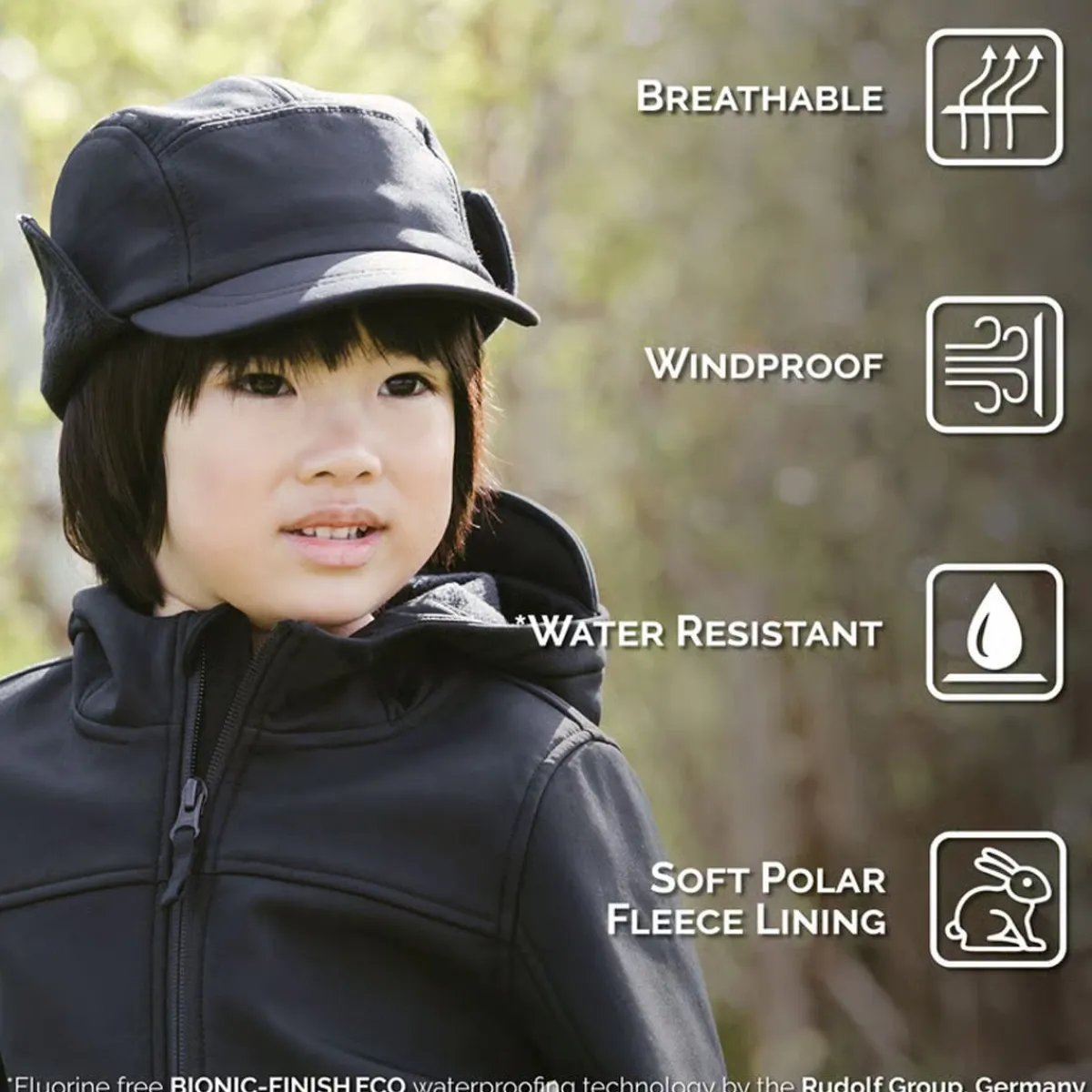 Winter Hats|Kids Hats-Jan & Jul Cozy-Dry Softshell Cap Black
