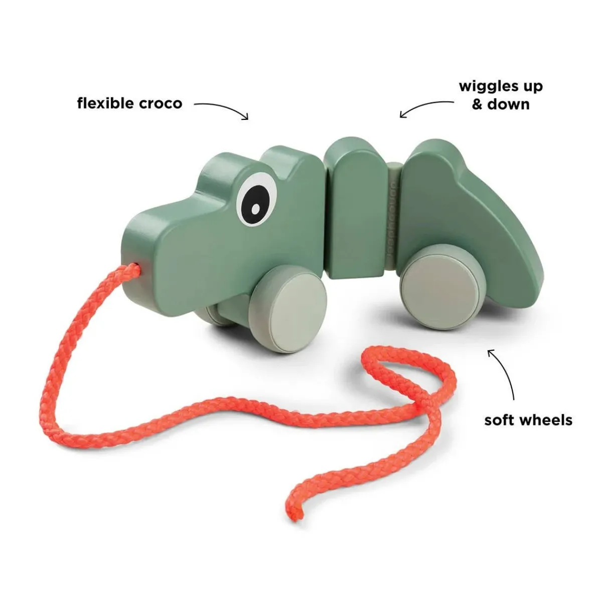 Wooden Toys|Pull Toys-Done By Deer Croco Pull Along Wiggle Toy