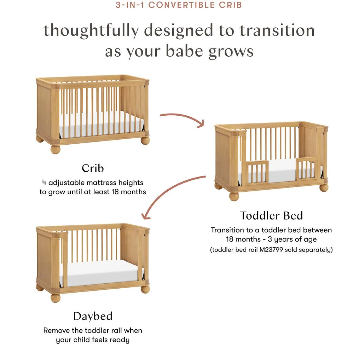 Convertible Cribs-Babyletto Crosby 3-in-1 Crib