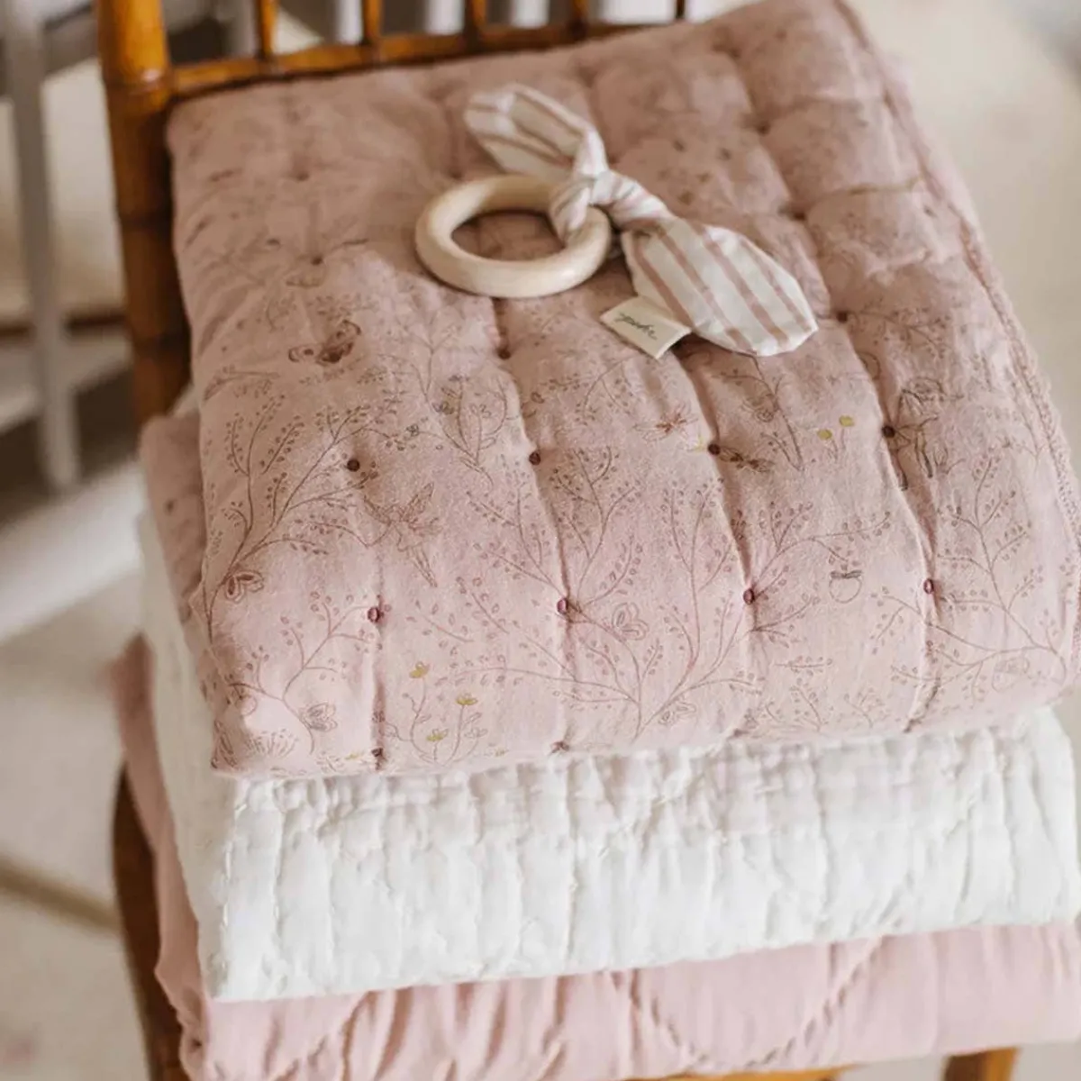 Kids Bedding|Blankets-Pehr Cross Quilt Blanket with Chambray Back