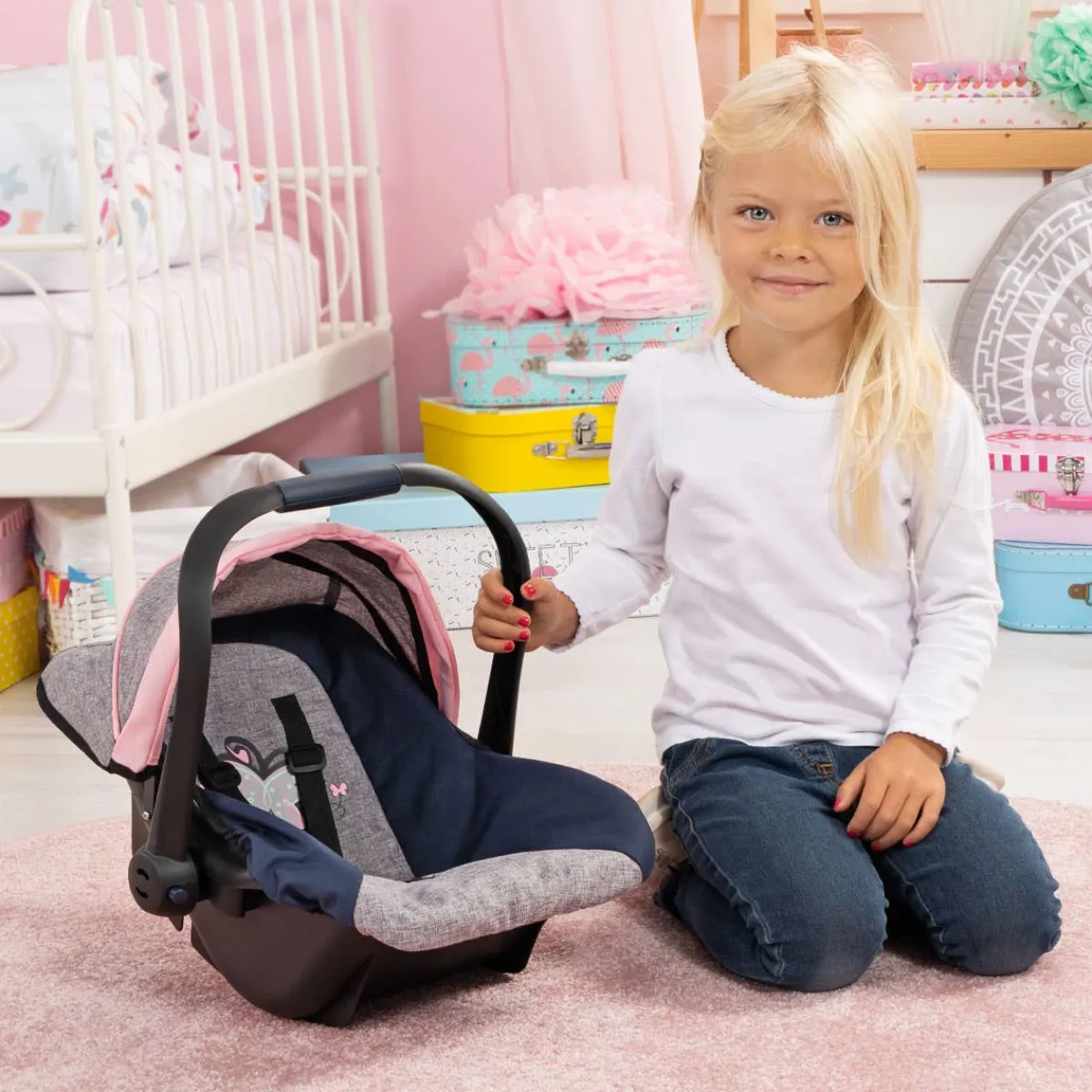 Pretend Play-Bayer Design Deluxe Doll Car Seat with Canopy Grey
