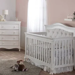 Convertible Cribs-Pali Diamante Forever Crib with Beige Fabric Panel