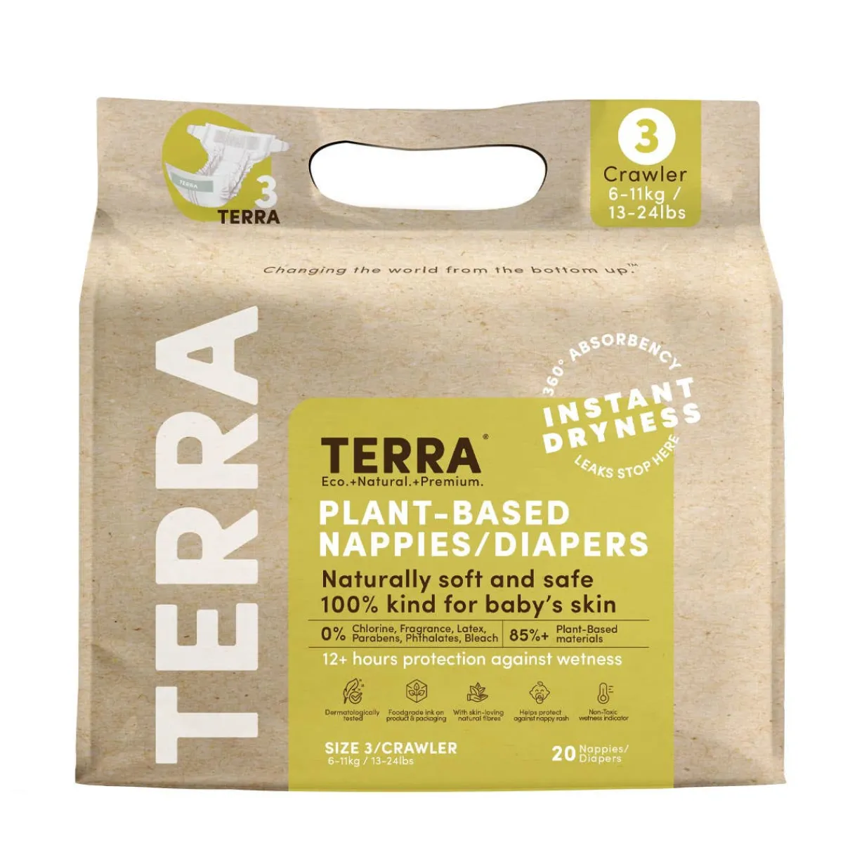 Disposable Diapers-Terra Diapers Size 3 (Crawler)