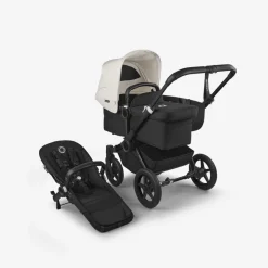 Single-To-Double Strollers|Full-Sized Strollers-Bugaboo Donkey5 Mono Complete Stroller (Black Frame) - Black/White
