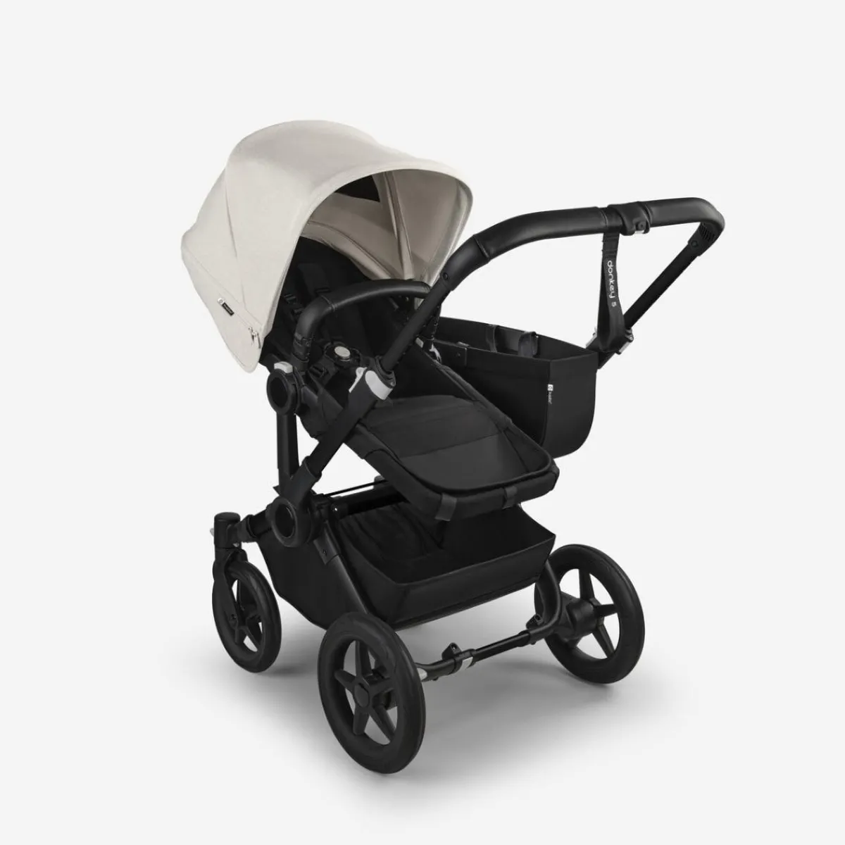 Single-To-Double Strollers|Full-Sized Strollers-Bugaboo Donkey5 Mono Complete Stroller (Black Frame) - Black/White