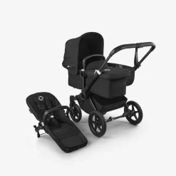 Double Strollers|Single-To-Double Strollers-Bugaboo Donkey5 Mono Complete Stroller (Black Frame) - Black/Midnight Black
