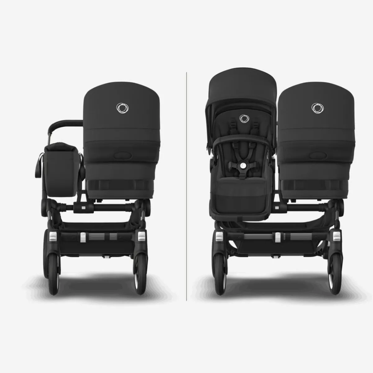 Double Strollers|Single-To-Double Strollers-Bugaboo Donkey5 Mono Complete Stroller (Black Frame) - Black/Midnight Black