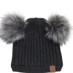 Winter Hats-Calikids Double Faux Fur Pom Knit Hat