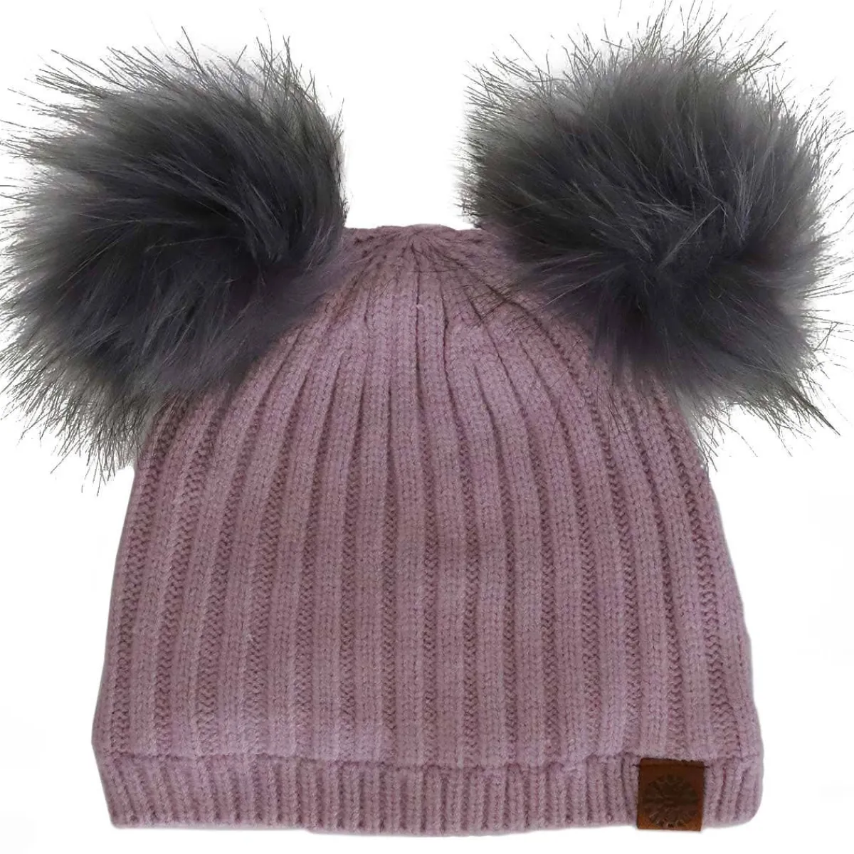 Winter Hats-Calikids Double Faux Fur Pom Knit Hat