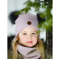 Winter Hats-Calikids Double Pom Knit Hat