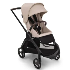 Full-Sized Strollers-Bugaboo Dragonfly Complete Stroller (Black Frame) - Desert Taupe