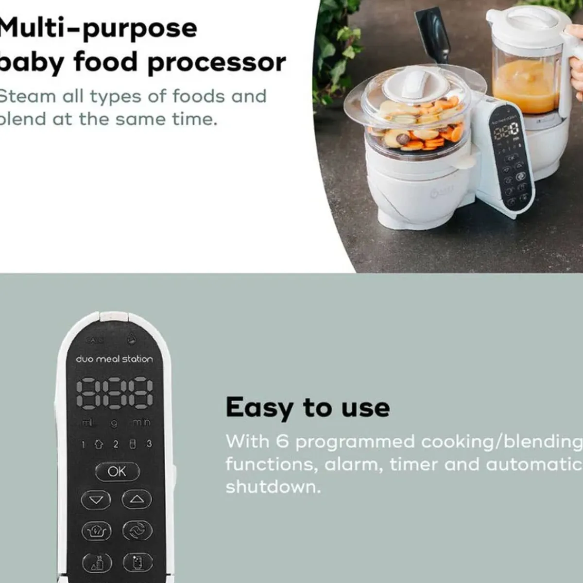 Baby Food Prep + Storage-BabyMoov Duo Meal Station Mineral Off White