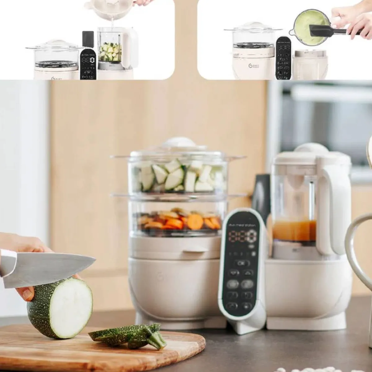 Baby Food Prep + Storage-BabyMoov Duo Meal Station Mineral Off White