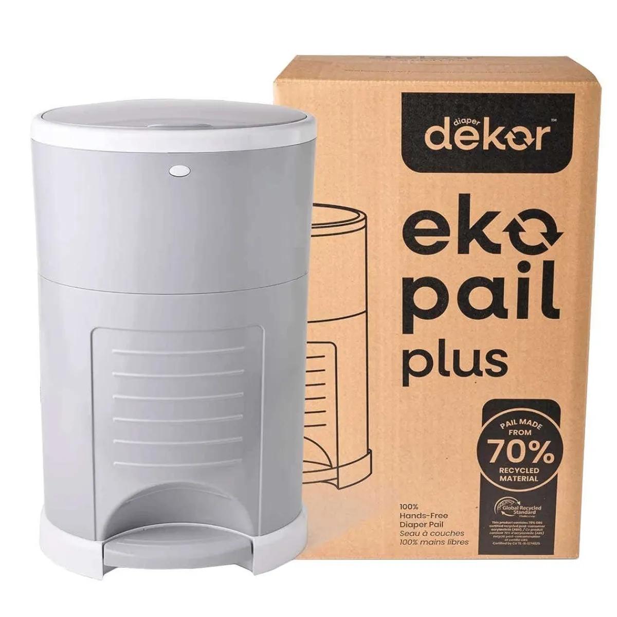 Diaper Pails-Dekor Eko Plus Diaper Pail (Kolor) Grey