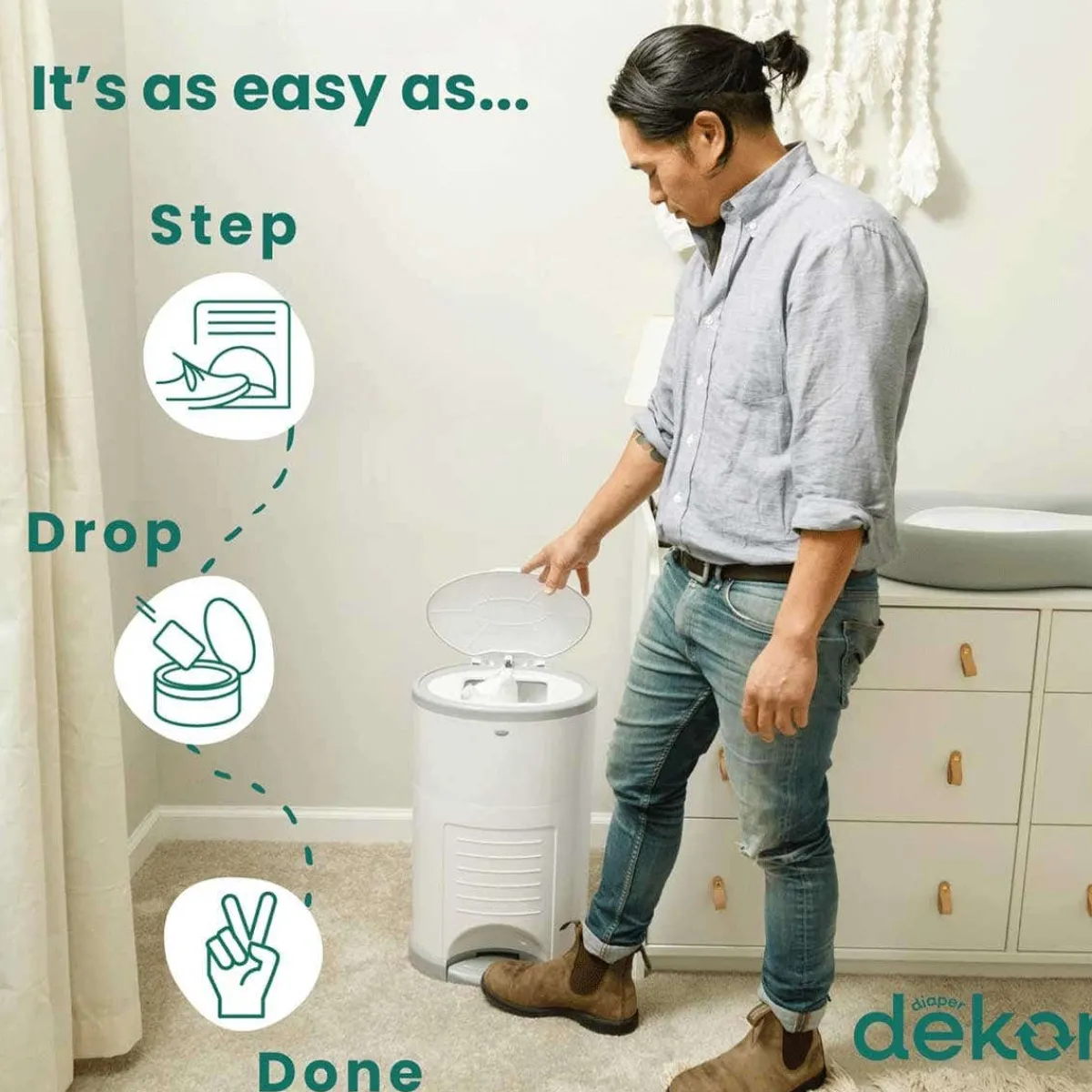 Diaper Pails-Dekor Eko Plus Diaper Pail (Kolor) Grey
