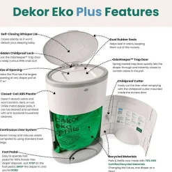 Inserts + Refills|Diaper Pails-Dekor Eko Plus Gift Set White
