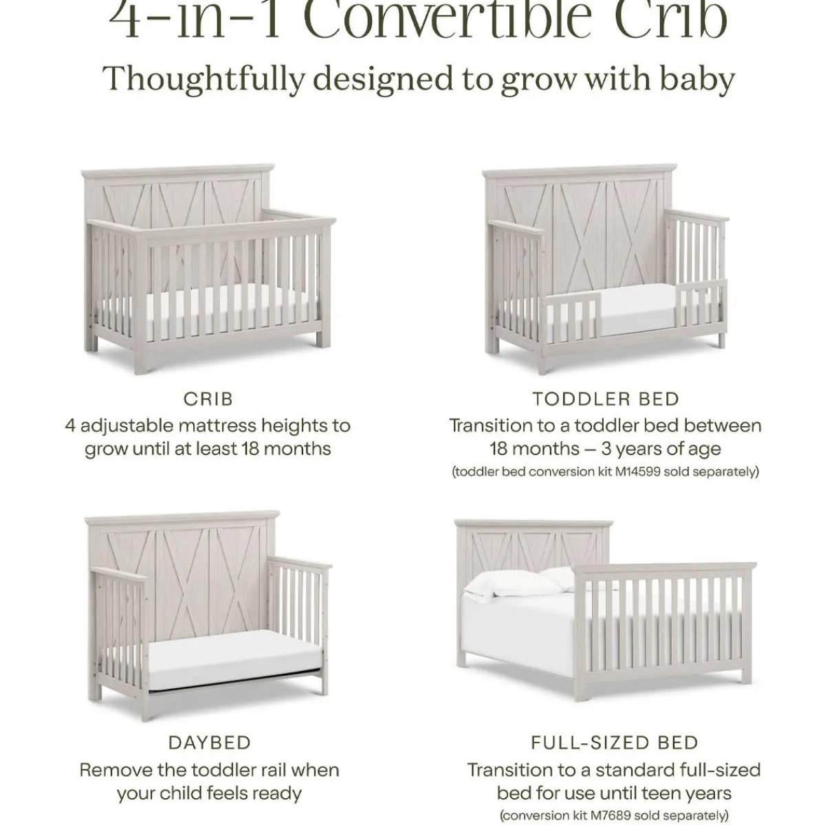 Convertible Cribs-Monogram by Namesake Emory Farmhouse 4-in-1 Crib