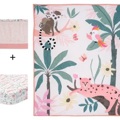 Crib Bedding Sets-Lambs & Ivy Enchanted Safari 3 Piece Crib Set