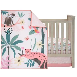 Crib Bedding Sets-Lambs & Ivy Enchanted Safari 3 Piece Crib Set
