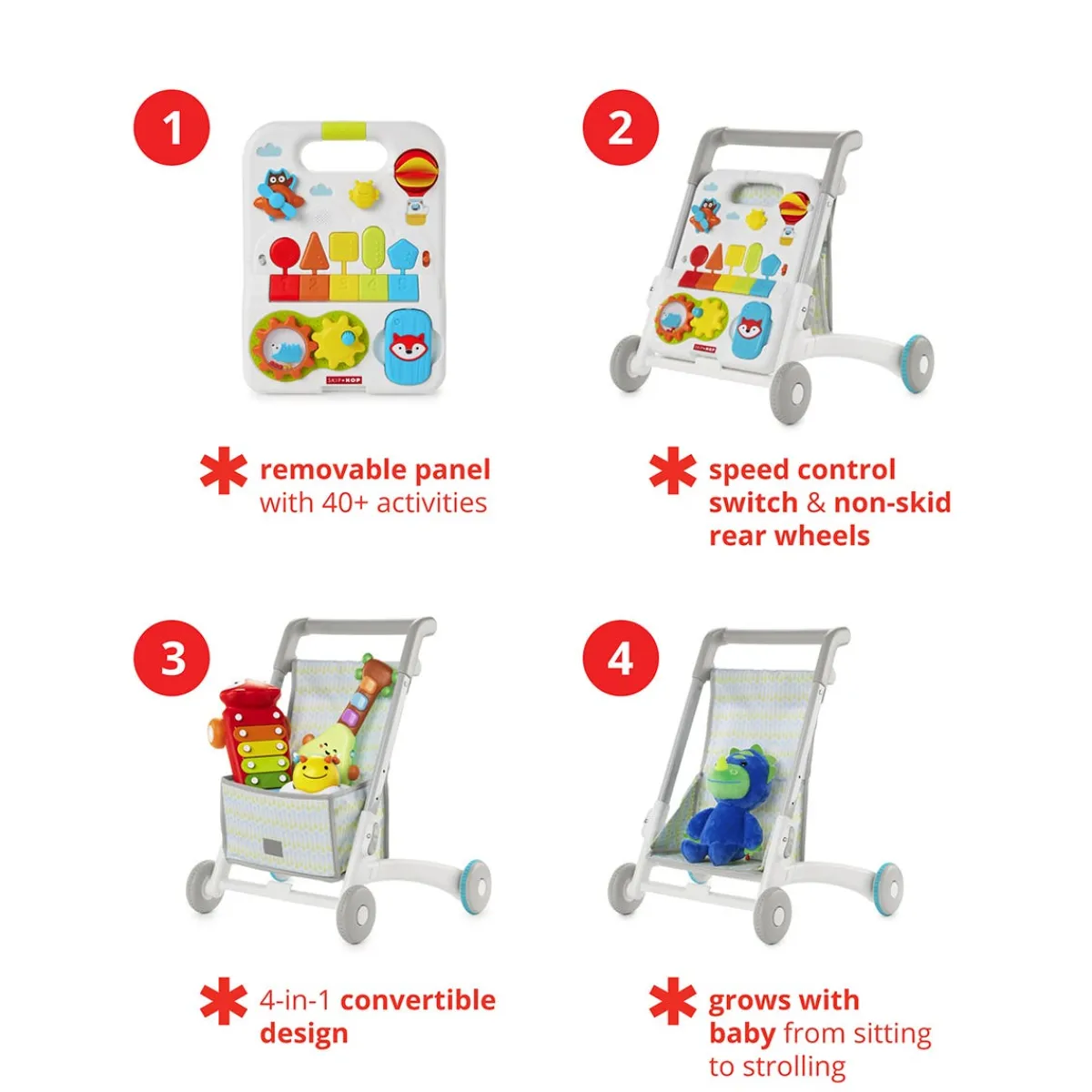 Baby Walkers|Play + Learn Toys-Skip Hop Explore & More Grow Along 4-in-1 Activity Walker