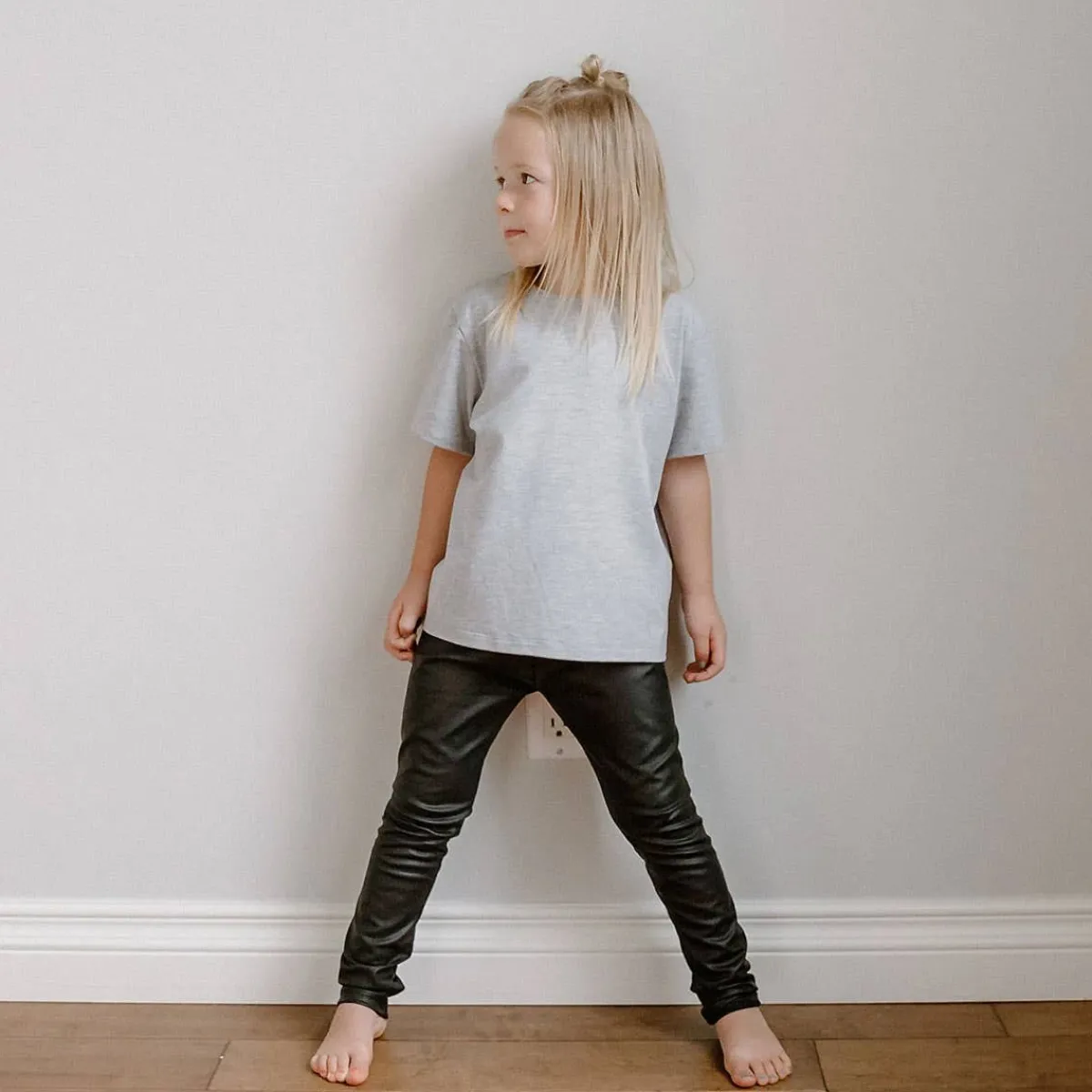 Pants-Posh & Cozy Faux Leather Legging (Toddler) Black