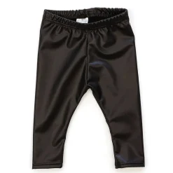 Pants-Posh & Cozy Faux Leather Legging (Toddler) Black