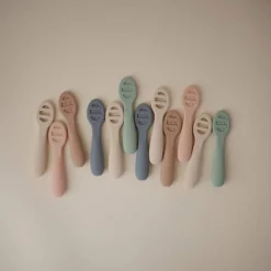 Kids Utensils|Toddler Training Utensils-Mushie First Feeding Baby Spoons (2 Pack)
