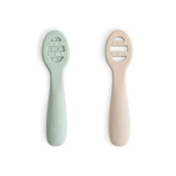 Kids Utensils|Toddler Training Utensils-Mushie First Feeding Baby Spoons (2 Pack)