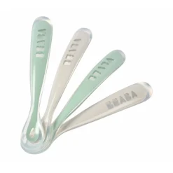 Kids Utensils|Toddler Training Utensils-Beaba First Stage Silicone Spoons (Set of 4)