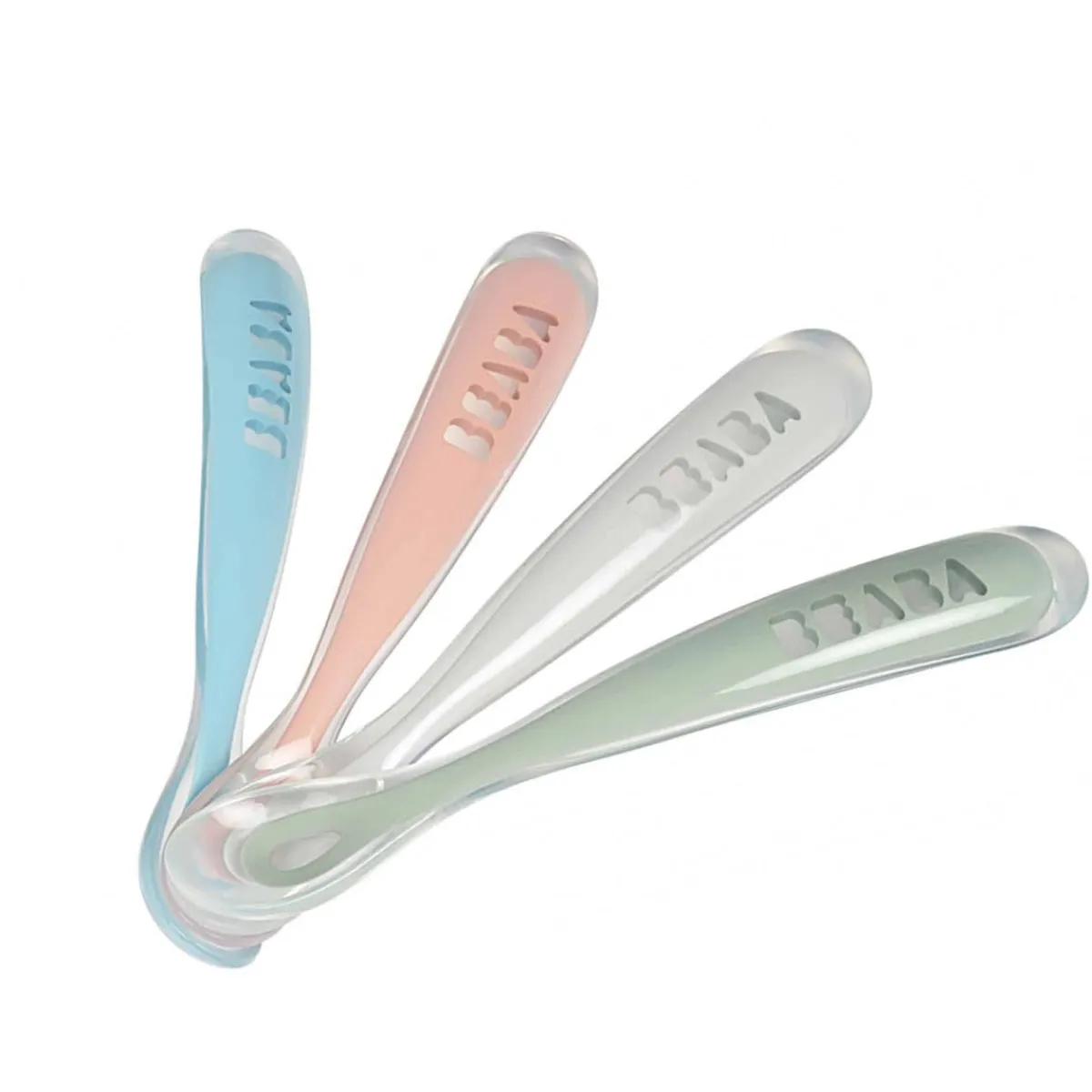Kids Utensils|Toddler Training Utensils-Beaba First Stage Silicone Spoons (Set of 4)
