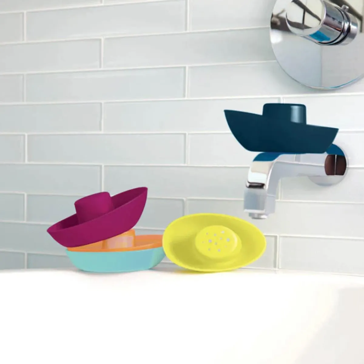 Stack + Nest Toys|Bath Toys-Boon Inc. Fleet Stacking Boat Cups