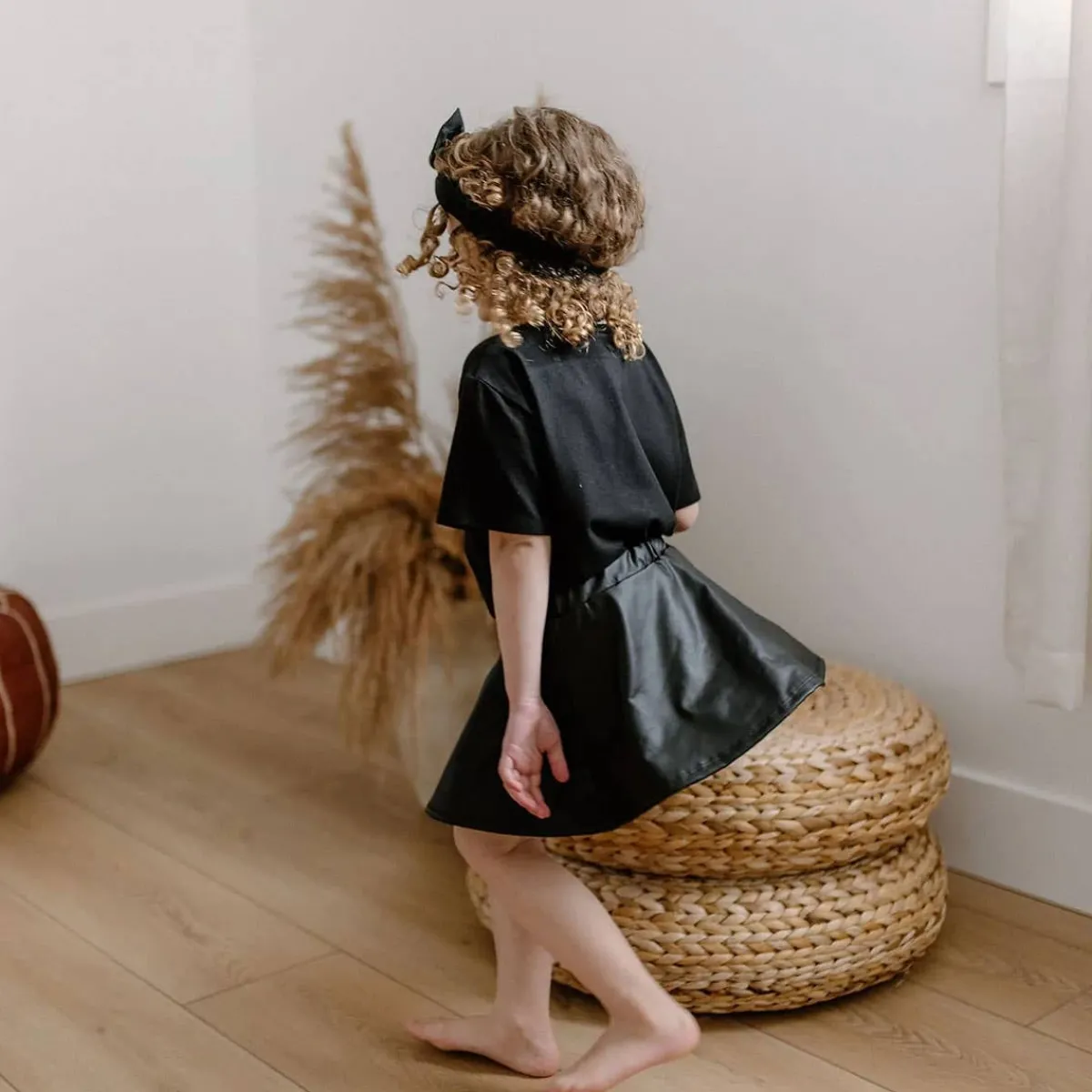 Skirts|Dresses-Posh & Cozy Flowy Skirt (Infant) Vegan Faux Leather