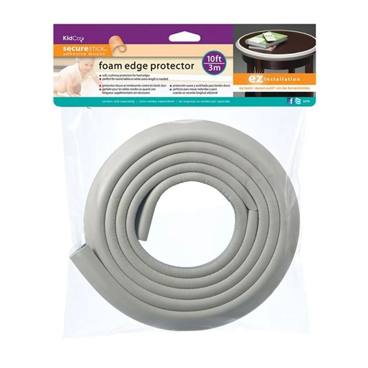 Baby Gates + Babyproofing-KidCo Foam Edge Protector (10 ft) - Grey