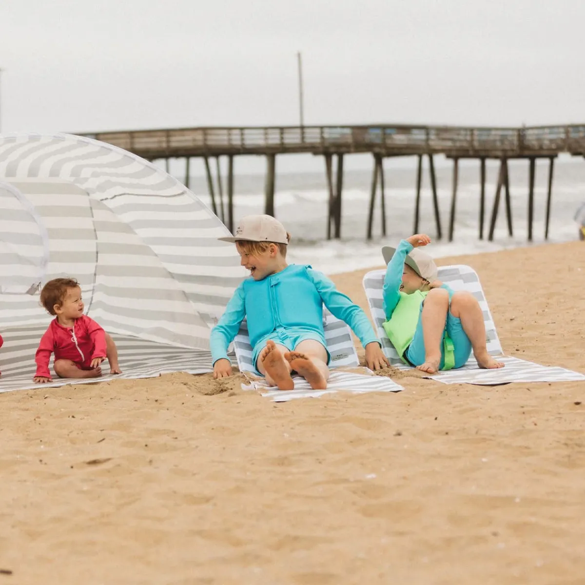 Kids Sofas + Armchairs|Travel Gear-Current Tyed Fold Out Lounger Chair Sage Stripes